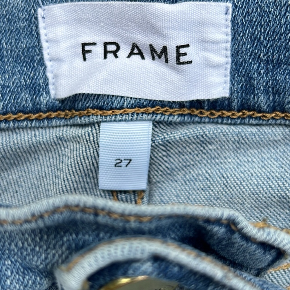 FRAME Le Sylvie High Waist Raw Hem Crop Jeans Overturn Wash Waist 27 - Picture 3 of 12